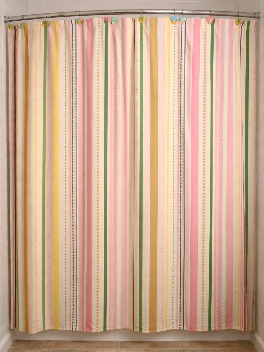 Circo Striped Bathroom Set Shower Curtain Towels Bath Accessories Pink Green Dec